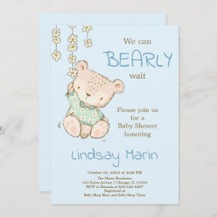 Watercolor Bearly Wait Teddy Bear Garland Invitati Invitation