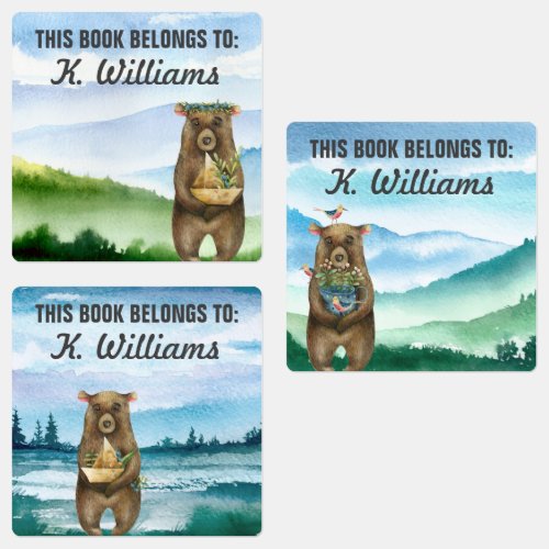Watercolor Bears  Add Your Name Kids Labels
