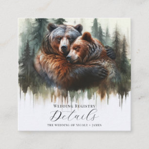 Watercolor Bears Rustic Wilderness Details Square Business Card