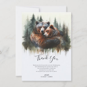 Watercolor Bears Rustic Wilderness Thank You Invitation