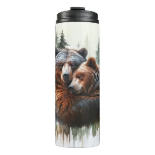 Watercolor Bears Rustic Wilderness Wedding Thermal Tumbler