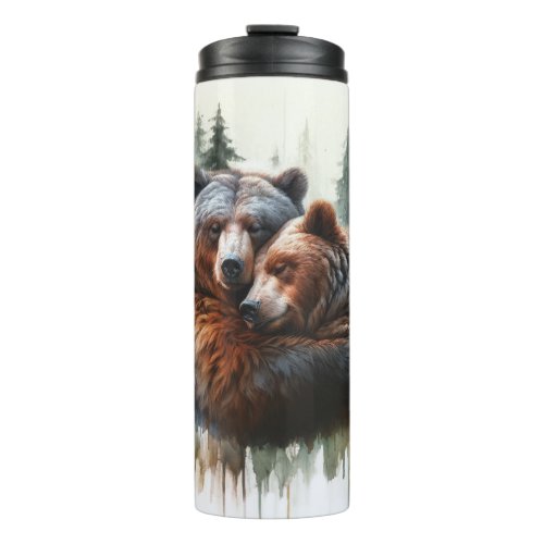 Watercolor Bears Rustic Wilderness Wedding Thermal Tumbler