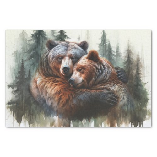 Watercolor Bears Rustic Wilderness Wedding Tissue Paper