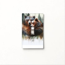 Watercolor Bears & Trees Rustic Wilderness  Light Switch Cover