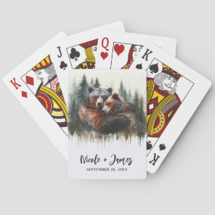 Watercolor Bears & Trees Rustic Wilderness  Poker Cards