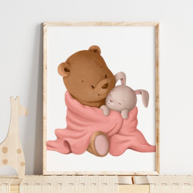 Watercolor Beary Bunny Hug | Bear Wall Print  (Creator Uploaded)