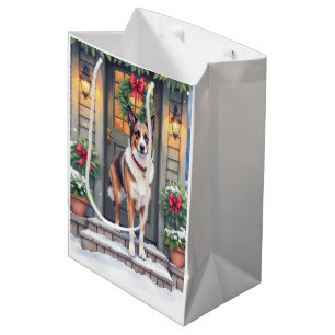Watercolor Beauceron Rustic Porch Christmas Medium Gift Bag