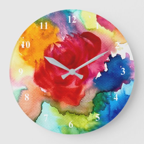 Watercolor beautiful abstract rose art large clock