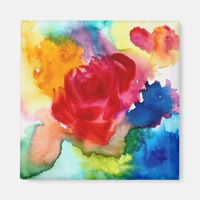 Watercolor beautiful abstract rose art magnet (Front)