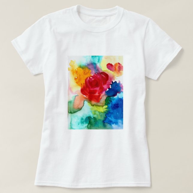 Watercolor beautiful abstract rose art T-Shirt (Design Front)