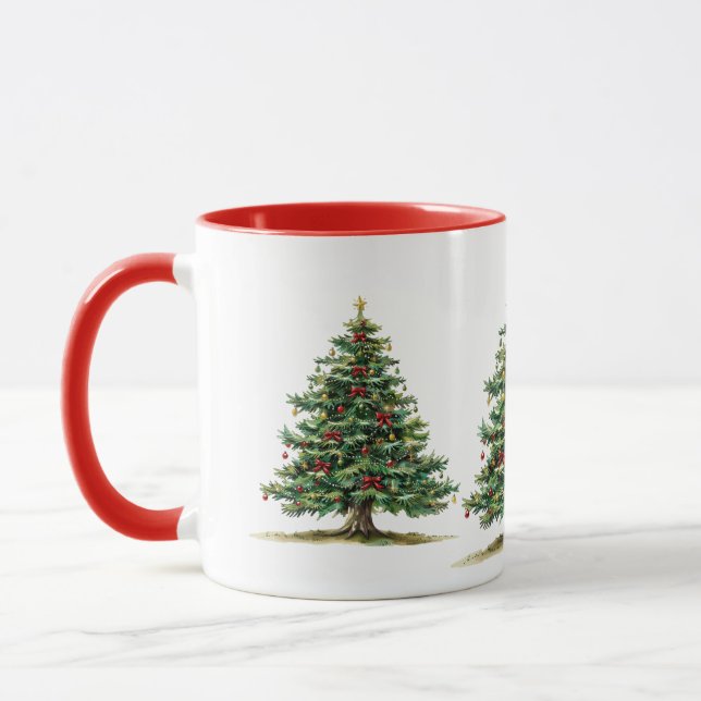 Watercolor Beautiful Christmas Tree Mug (Left)