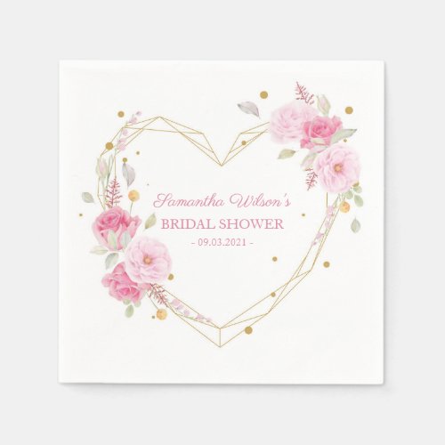 Watercolor Beautiful floral rose Bridal Shower Napkins