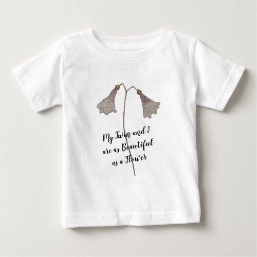 Watercolor Beautiful Twin Flower Baby T_Shirt