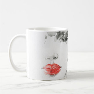 Watercolor Beauty: Female Portrait Illustration Coffee Mug