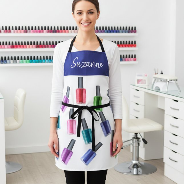 Watercolor Beauty Nail Polish Salon Personalized A Apron (Creator Uploaded)