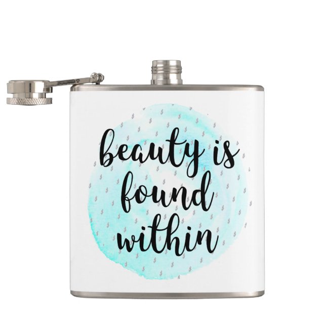 Watercolor Beauty Quote Flask (Opened)