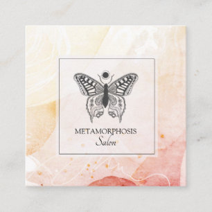 Watercolor Beauty Salon Makeup Hair Butterfly Square Business Card