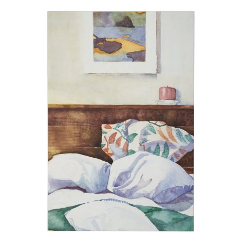 Watercolor Bedroom Interior Faux Canvas Print