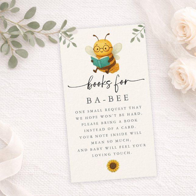Watercolor Bee Baby Shower Book Request Card (Watercolor Bee Baby Shower Book Request Card)