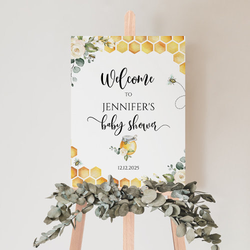 Watercolor bee baby shower welcome