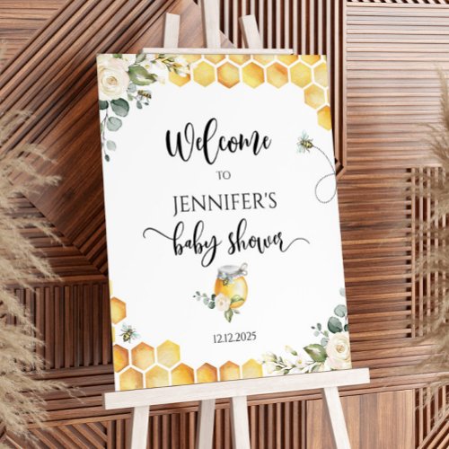 Watercolor bee baby shower welcome foam board