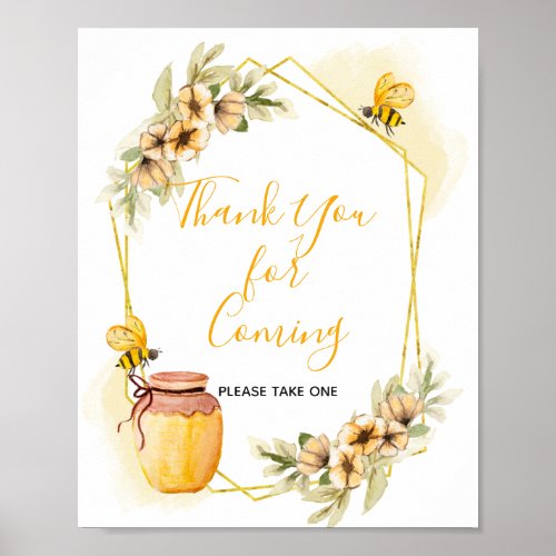 Watercolor Bee Botanical Thank You for Coming Sign