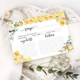 Watercolor bee bridal shower recipe card