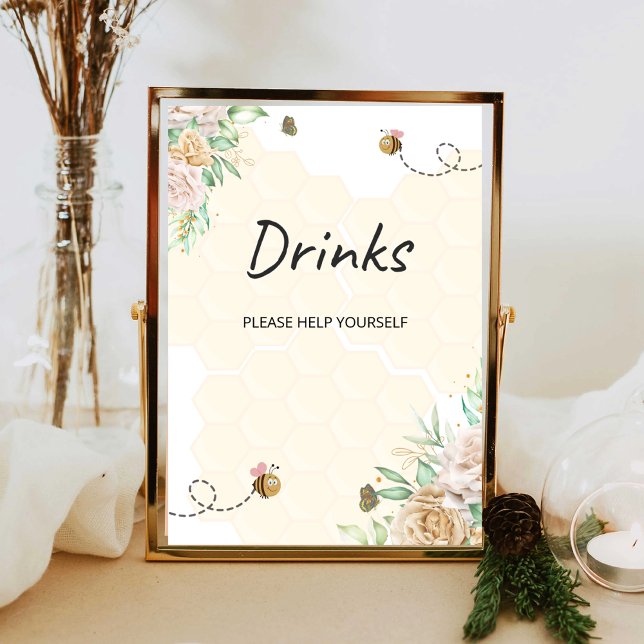 Watercolor bee Drinks help yourself Poster (Creator Uploaded)