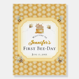 Watercolor Bee First Birthday Welcome Sign