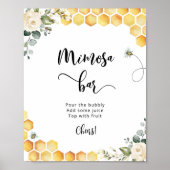 Watercolor bee floral Mimosa bar Poster (Front)