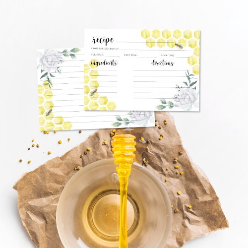 Watercolor bee floral _ recipe card