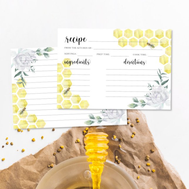 Watercolor bee floral - recipe card (Creator Uploaded)