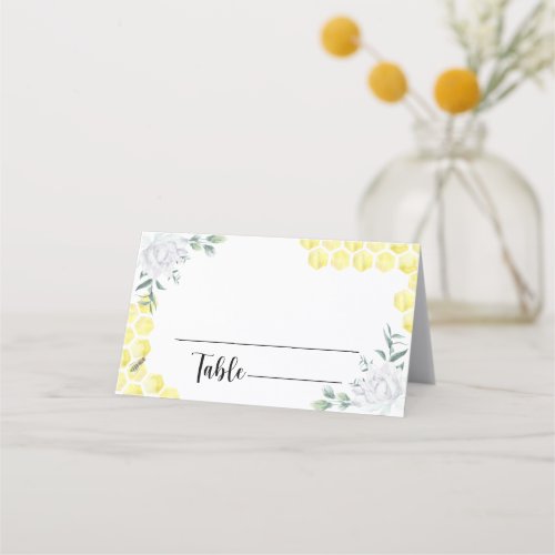 Watercolor Bee floral wedding place cards