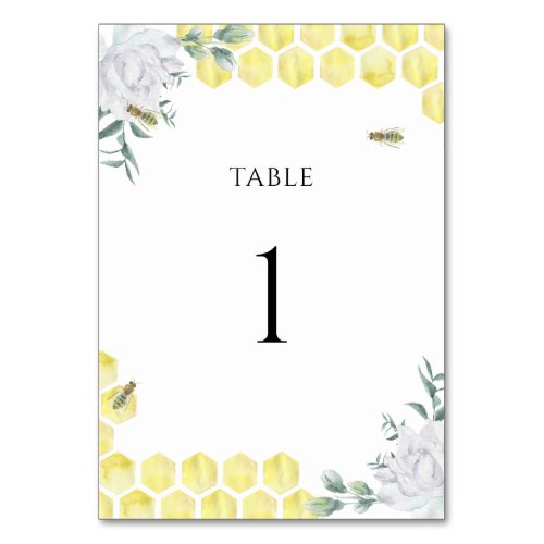Watercolor bee floral _ wedding table number