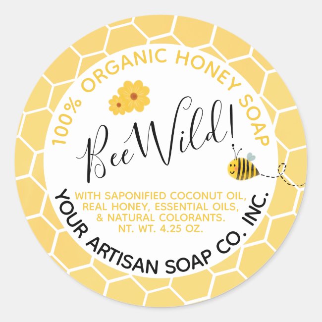 Watercolor Bee Flower Honeycomb Honey Soap Labels