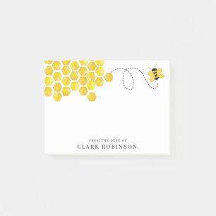 Watercolor Bee Honey From The Desk Of Custom Name Post-it Notes