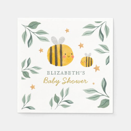 Watercolor Bee Honey Sweet  Baby Shower Napkins