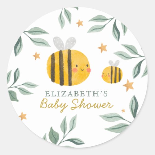 Watercolor Bee Honey Sweet  Baby Shower Napkins Classic Round Sticker