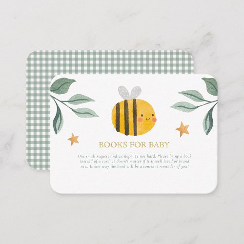 Watercolor Bee Honey Sweet Books For Baby Enclosure Card