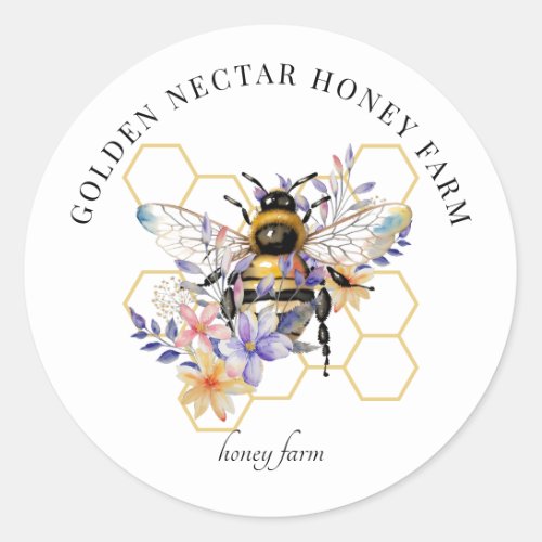 Watercolor Bee Honeybee Beekeeper Product Label