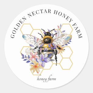 Watercolor Bee Honeybee Beekeeper Product Label