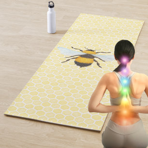 Watercolor Bee & Honeycomb Yoga Mat
