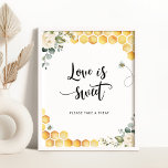 Watercolor bee honeycombs Love is sweet Poster<br><div class="desc">Watercolor bee honeycombs Love is sweet Poster
Matching items available.</div>