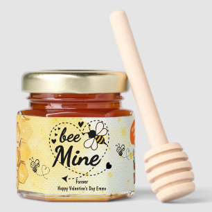 Watercolor Bee Mine Bear Honey Flower Cute Couple  Honey Jar Favors