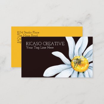 Watercolor Bee On Flower Custom Personalized Business Card by Ricaso_Intros at Zazzle