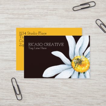 Watercolor Bee On Flower Personalized Business Card by Ricaso_Intros at Zazzle