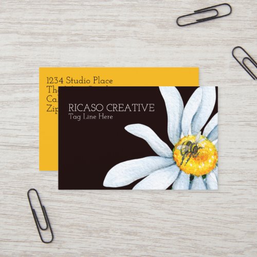 Watercolor Bee on Flower Personalized Business Card
