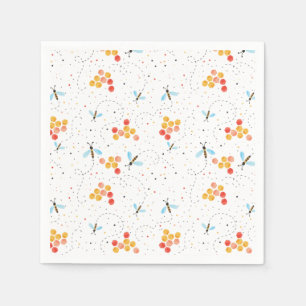 Watercolor Bee Pattern Napkins