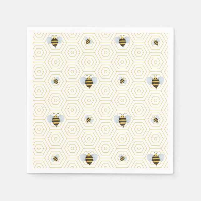 Watercolor Bee Pattern Napkins (Front)