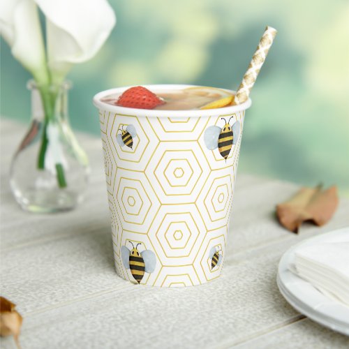 Watercolor Bee Pattern Paper Cups